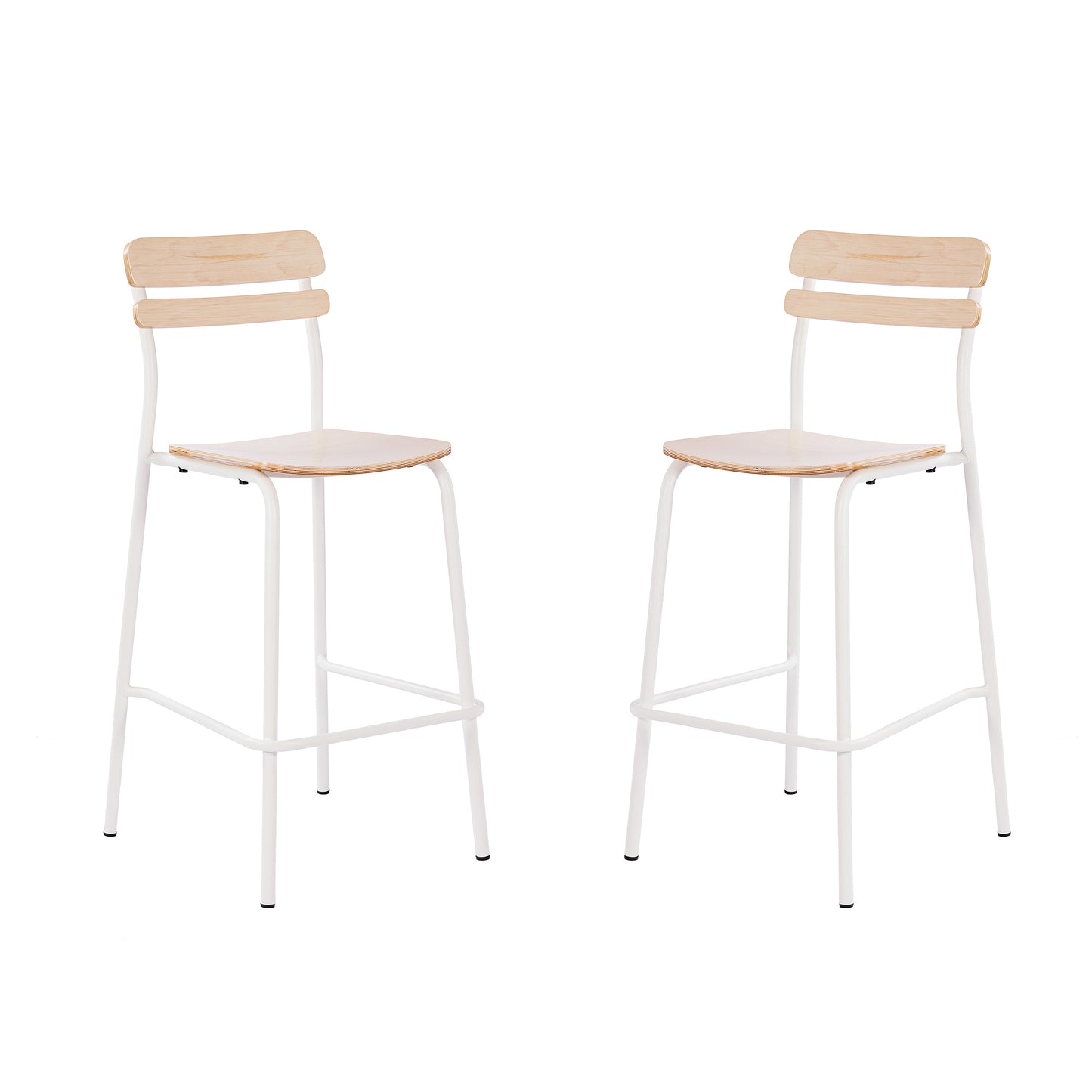 2 Pack Cyprus Commercial Grade Solid Wood Bar Stools with White Metal Frames and Antique White Finish Antique White 2-XU-CH10443B-ANTWHT-GG