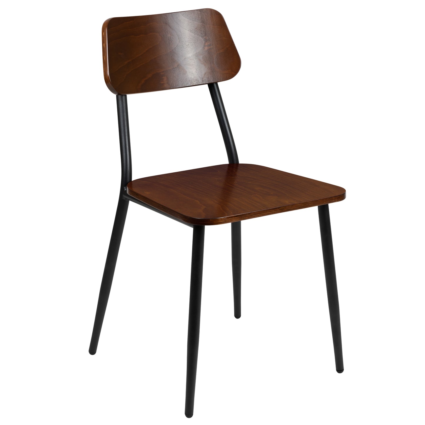 Lincoln Industrial Dining Chair with Gunmetal Steel Frame and Rustic Wood Seat, Set of 2 Mahogany