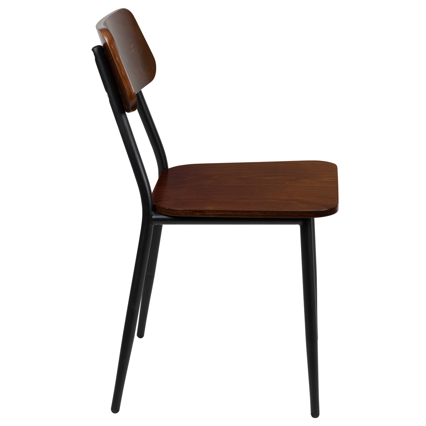 Lincoln Industrial Dining Chair with Gunmetal Steel Frame and Rustic Wood Seat, Set of 2 Mahogany