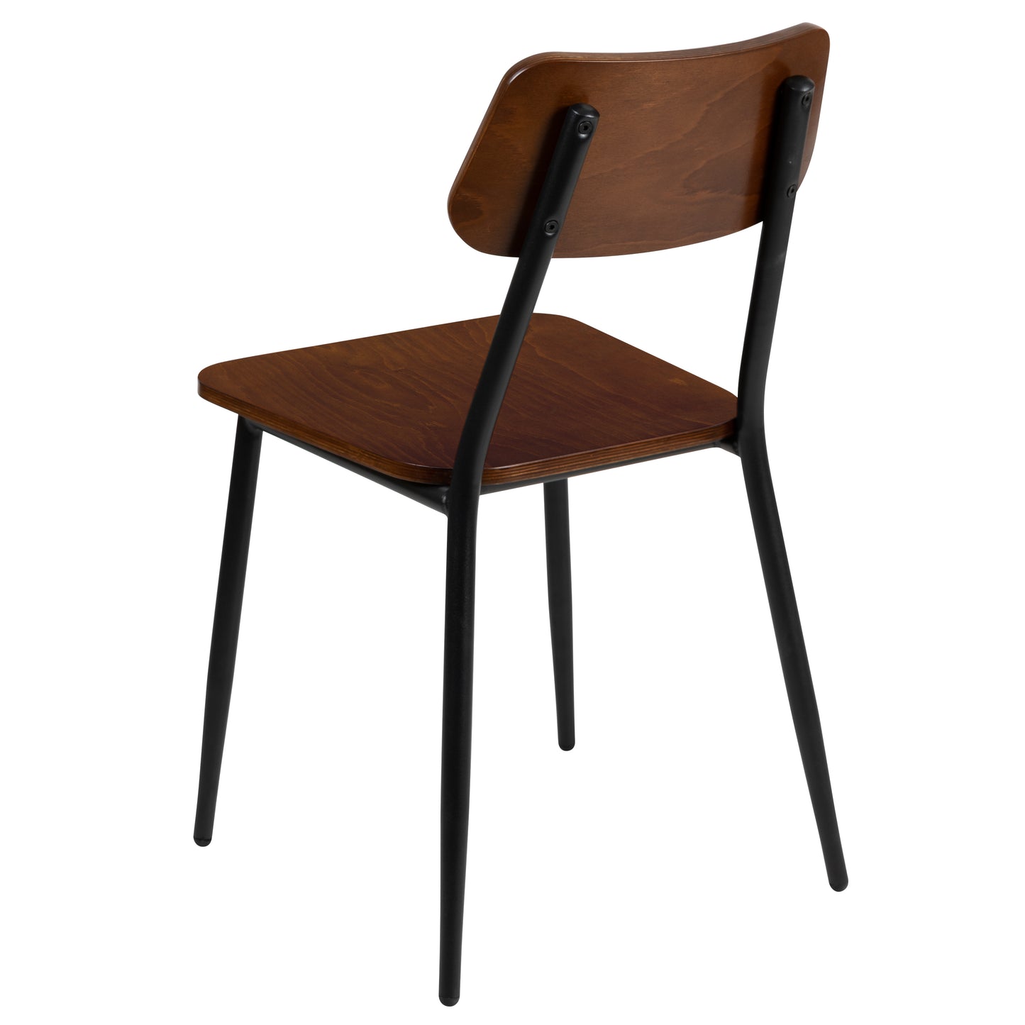 Lincoln Industrial Dining Chair with Gunmetal Steel Frame and Rustic Wood Seat, Set of 2 Mahogany