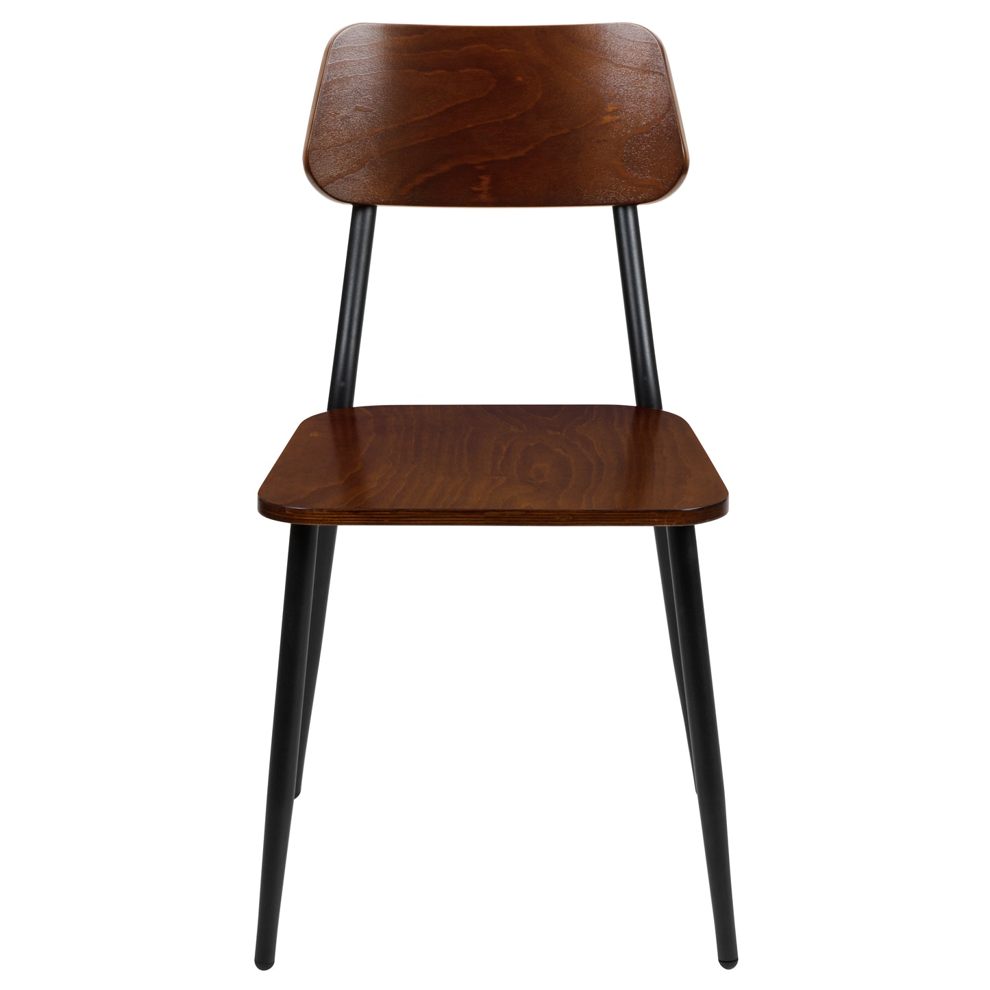 Lincoln Industrial Dining Chair with Gunmetal Steel Frame and Rustic Wood Seat, Set of 2 Mahogany