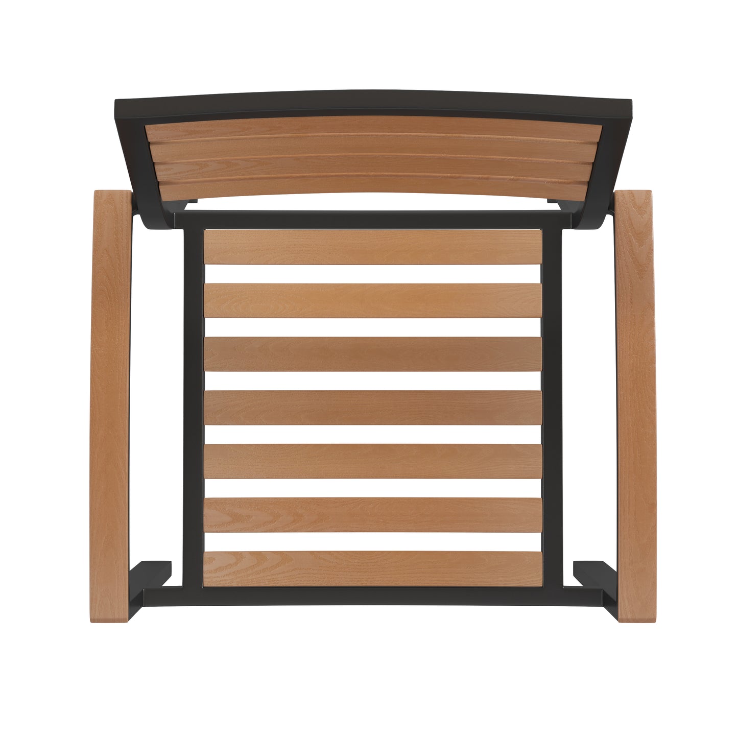 Lark Outdoor Stackable Faux Teak Side Chair - Commercial Grade Black Aluminum Patio Chair with Synthetic Teak Slats - Set of 2 Teak