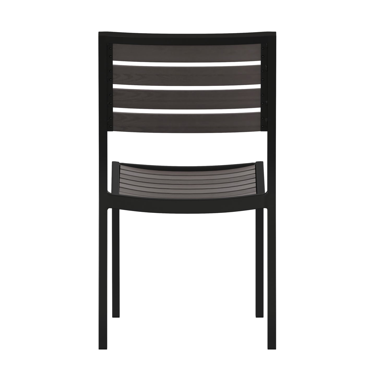 Lark Outdoor Stackable Side Chair with Gray Wash Faux Teak Poly Slats, Set of 2 Gray Wash Teak