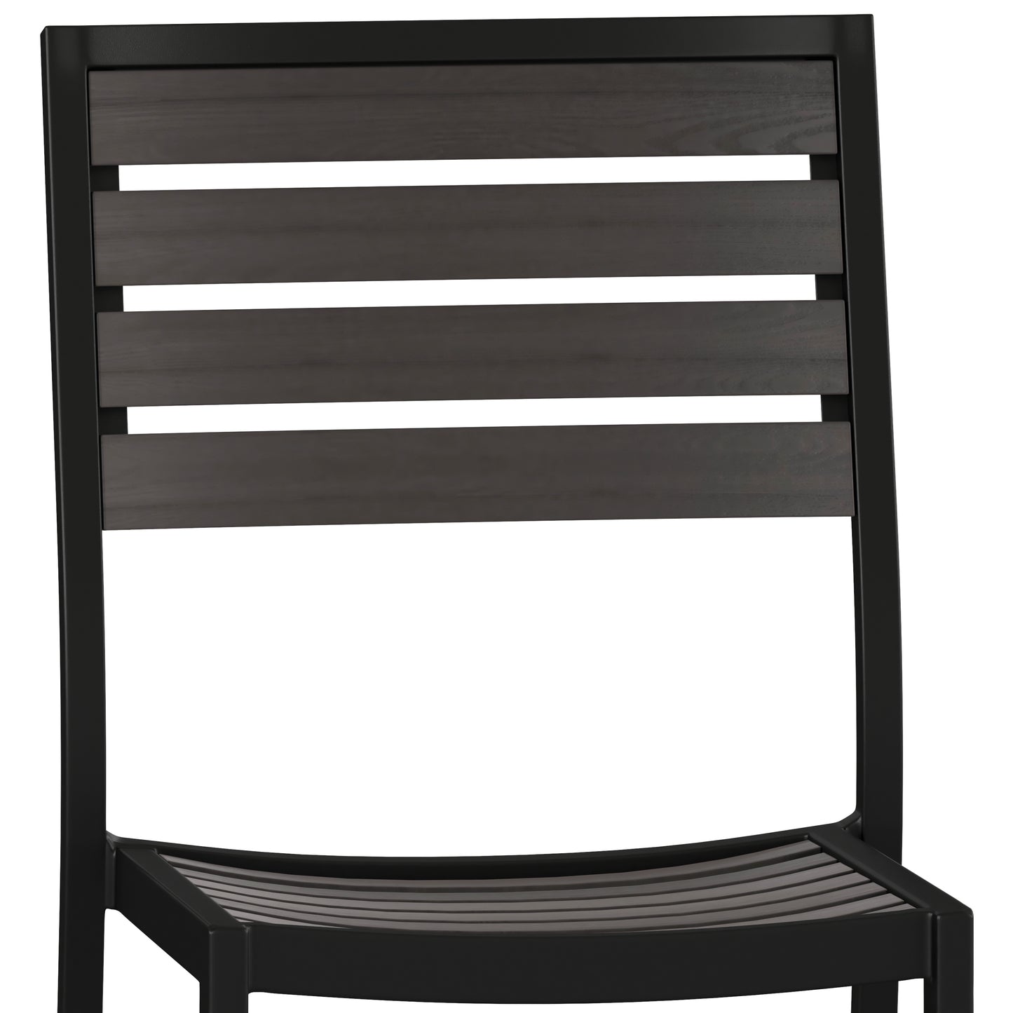Lark Outdoor Stackable Side Chair with Gray Wash Faux Teak Poly Slats, Set of 2 Gray Wash Teak