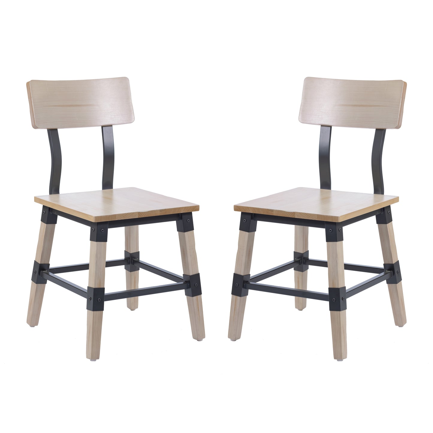 Jackson 2 Pack Commercial Grade Rustic Antique White Industrial Wood Dining Chair Antique White