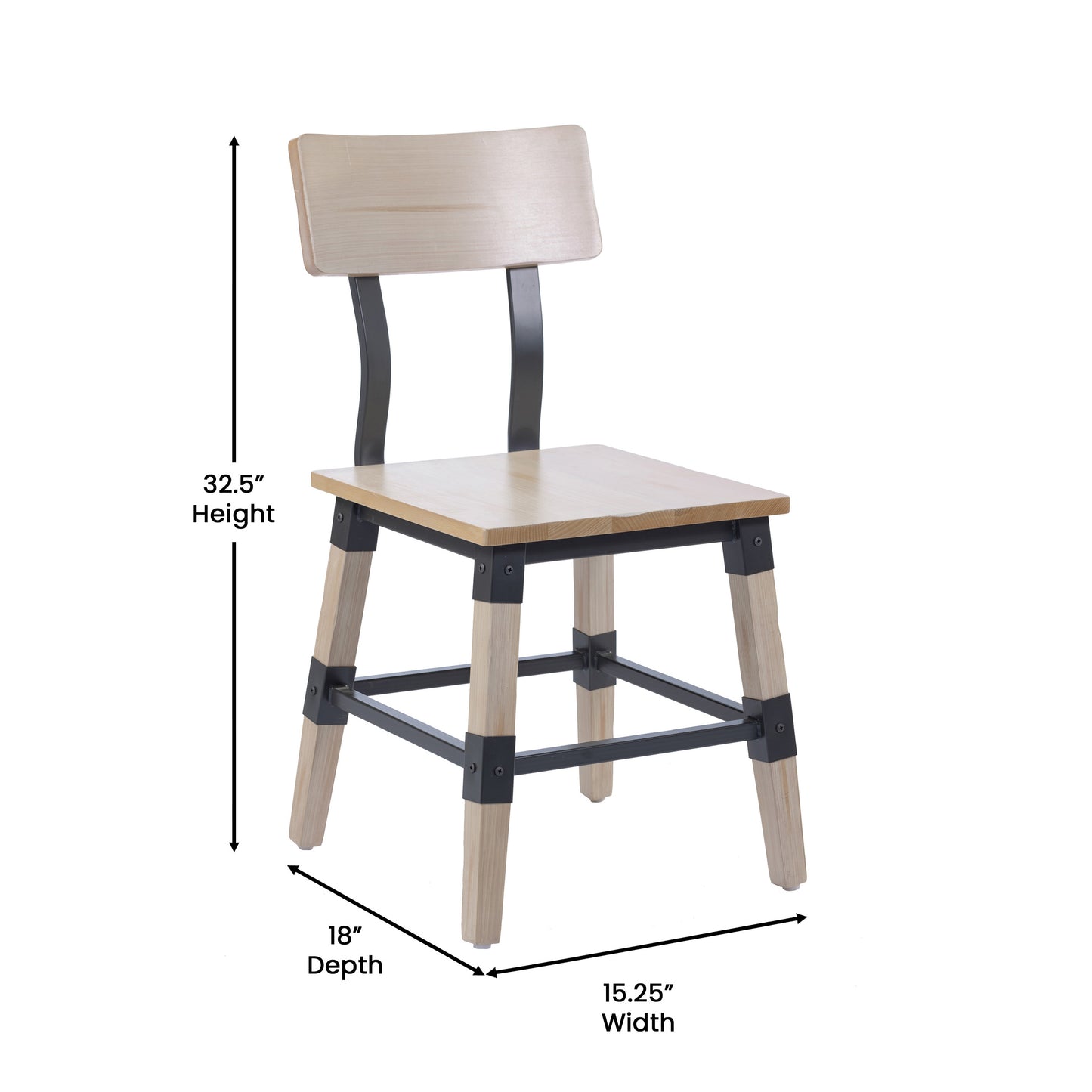Jackson 2 Pack Commercial Grade Rustic Antique White Industrial Wood Dining Chair Antique White