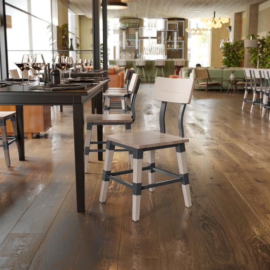 Jackson 2 Pack Commercial Grade Rustic Antique White Industrial Wood Dining Chair Antique White