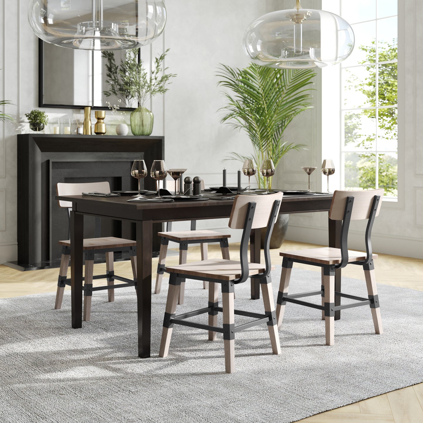 Jackson 2 Pack Commercial Grade Rustic Antique White Industrial Wood Dining Chair Antique White
