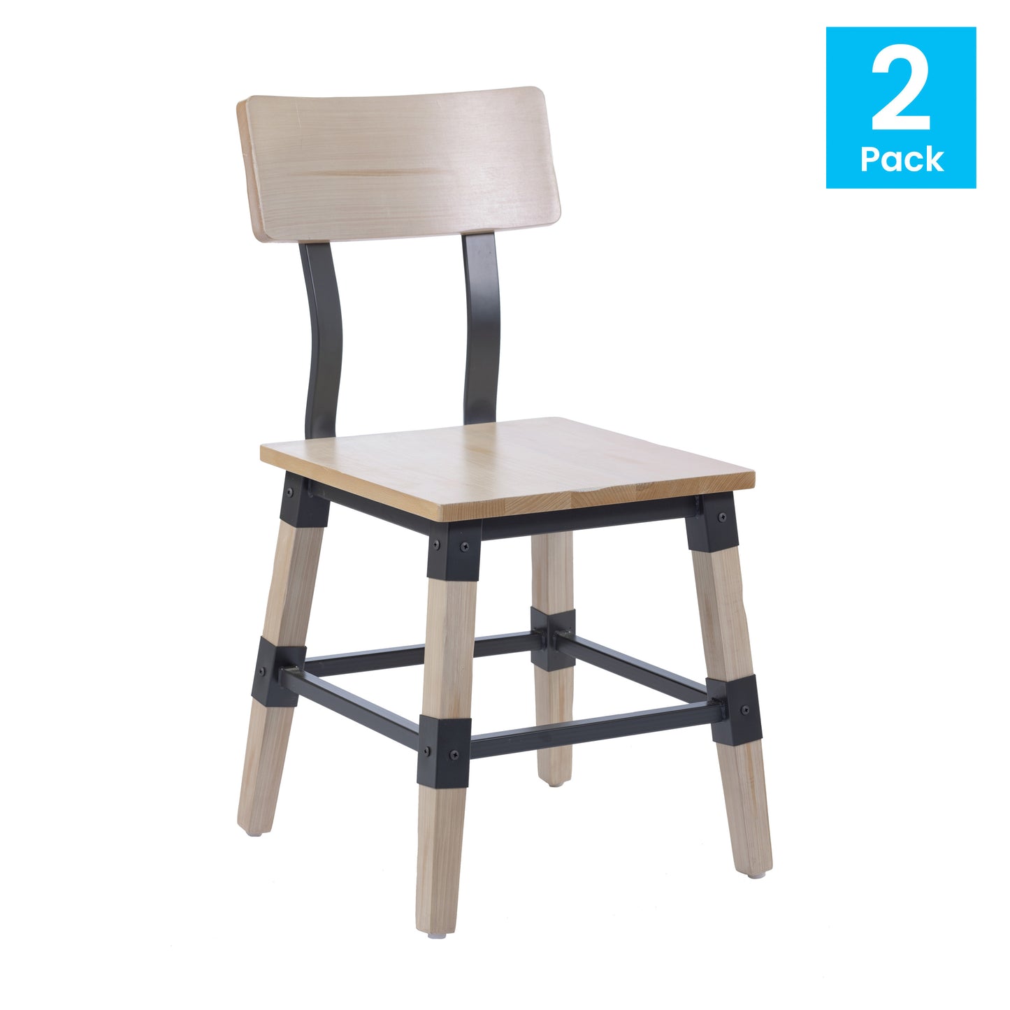 Jackson 2 Pack Commercial Grade Rustic Antique White Industrial Wood Dining Chair Antique White
