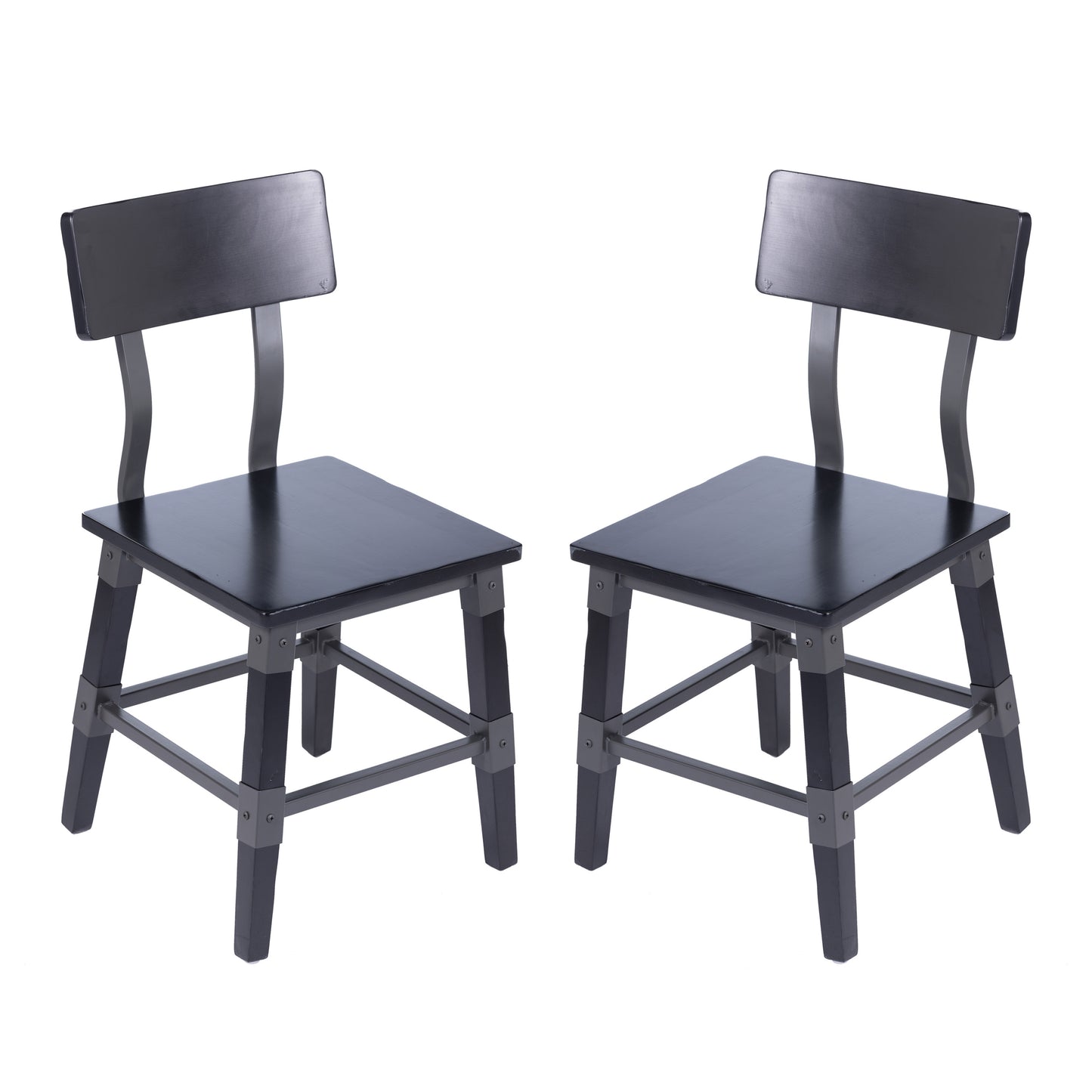 Jackson 2 Pack Commercial Grade Rustic Black Industrial Wood Dining Chair Black