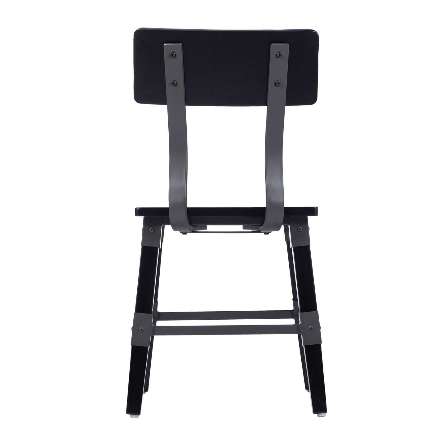 Jackson 2 Pack Commercial Grade Rustic Black Industrial Wood Dining Chair Black
