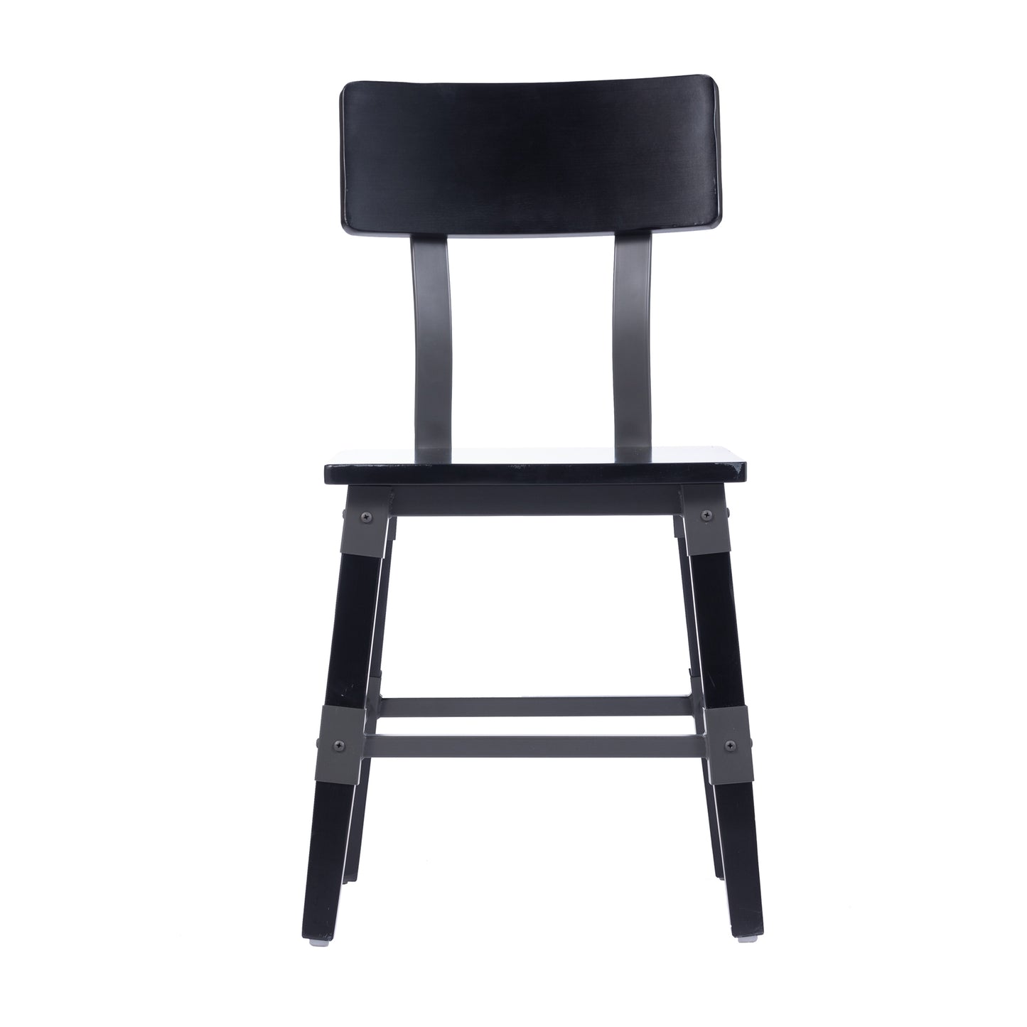 Jackson 2 Pack Commercial Grade Rustic Black Industrial Wood Dining Chair Black