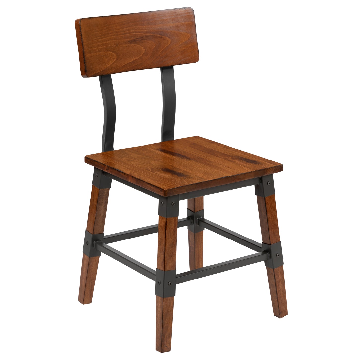 Jackson 2 Pack Rustic Antique Walnut Industrial Wood Dining Chair Walnut