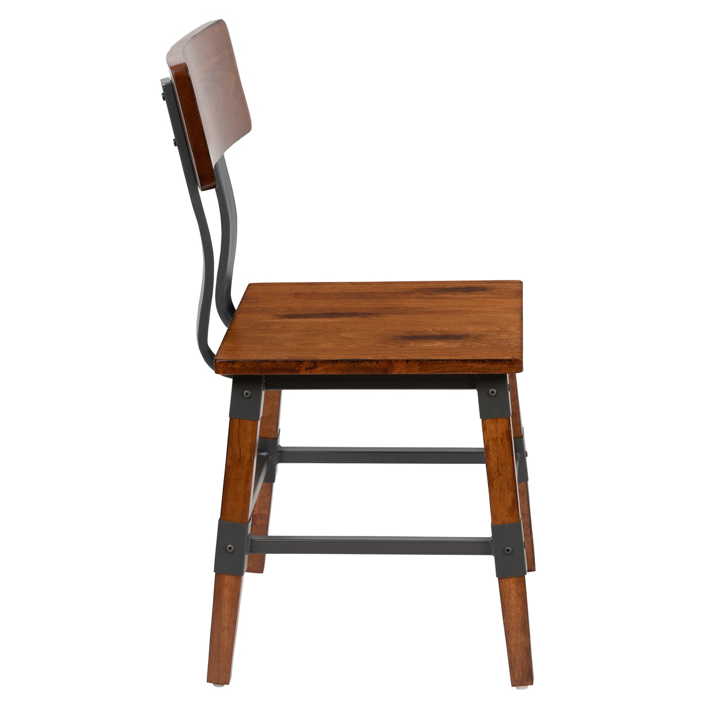 Jackson 2 Pack Rustic Antique Walnut Industrial Wood Dining Chair Walnut