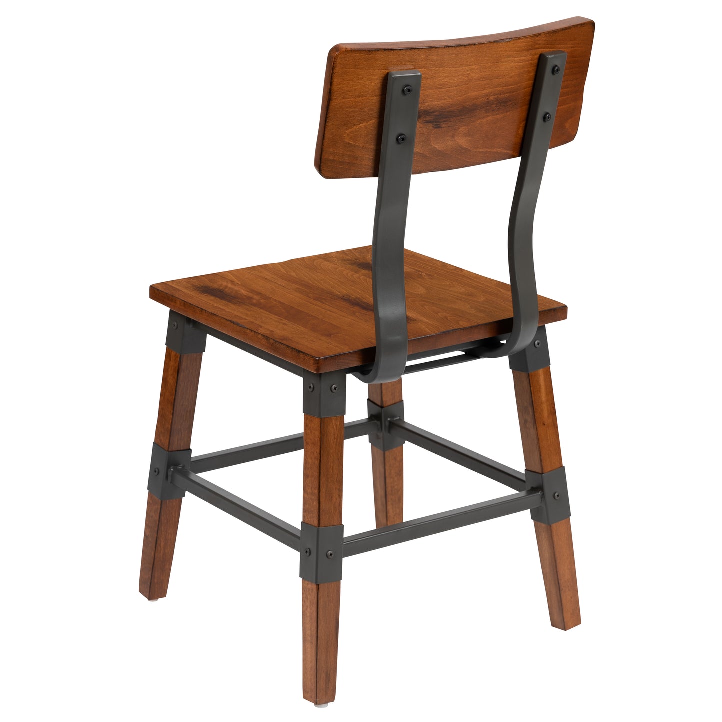Jackson 2 Pack Rustic Antique Walnut Industrial Wood Dining Chair Walnut