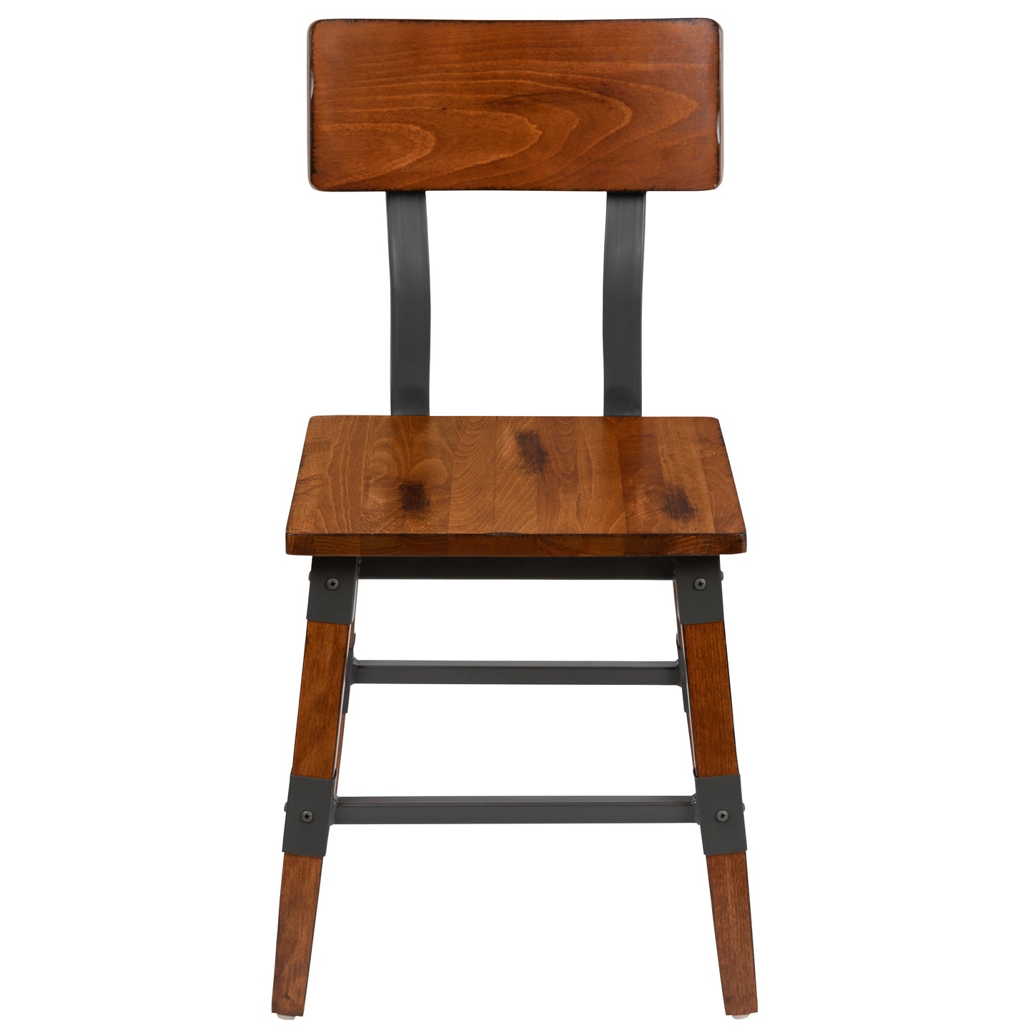 Jackson 2 Pack Rustic Antique Walnut Industrial Wood Dining Chair Walnut