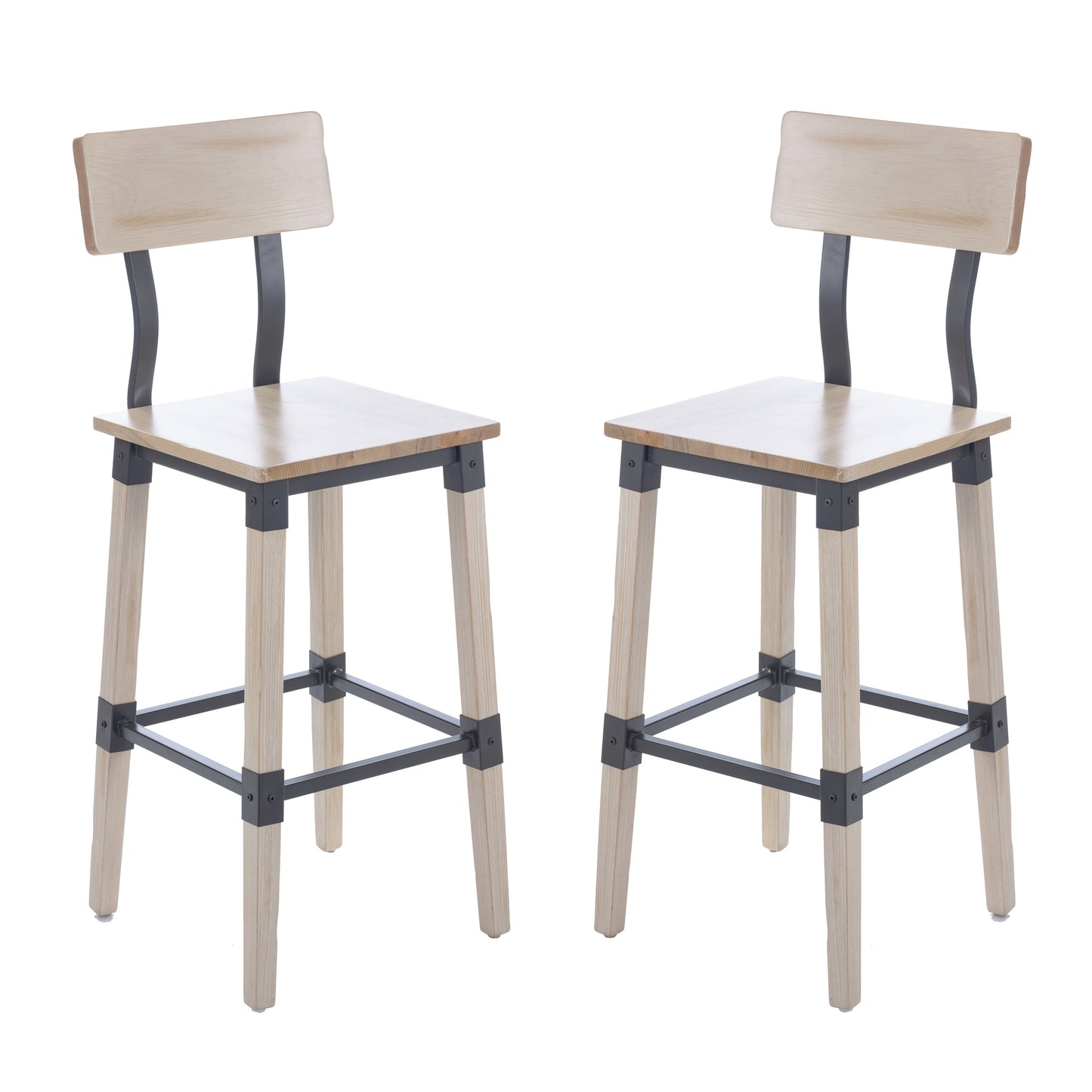 Jackson 2 Pack Commercial Grade Rustic Antique White Industrial Wood Dining Barstool Antique White
