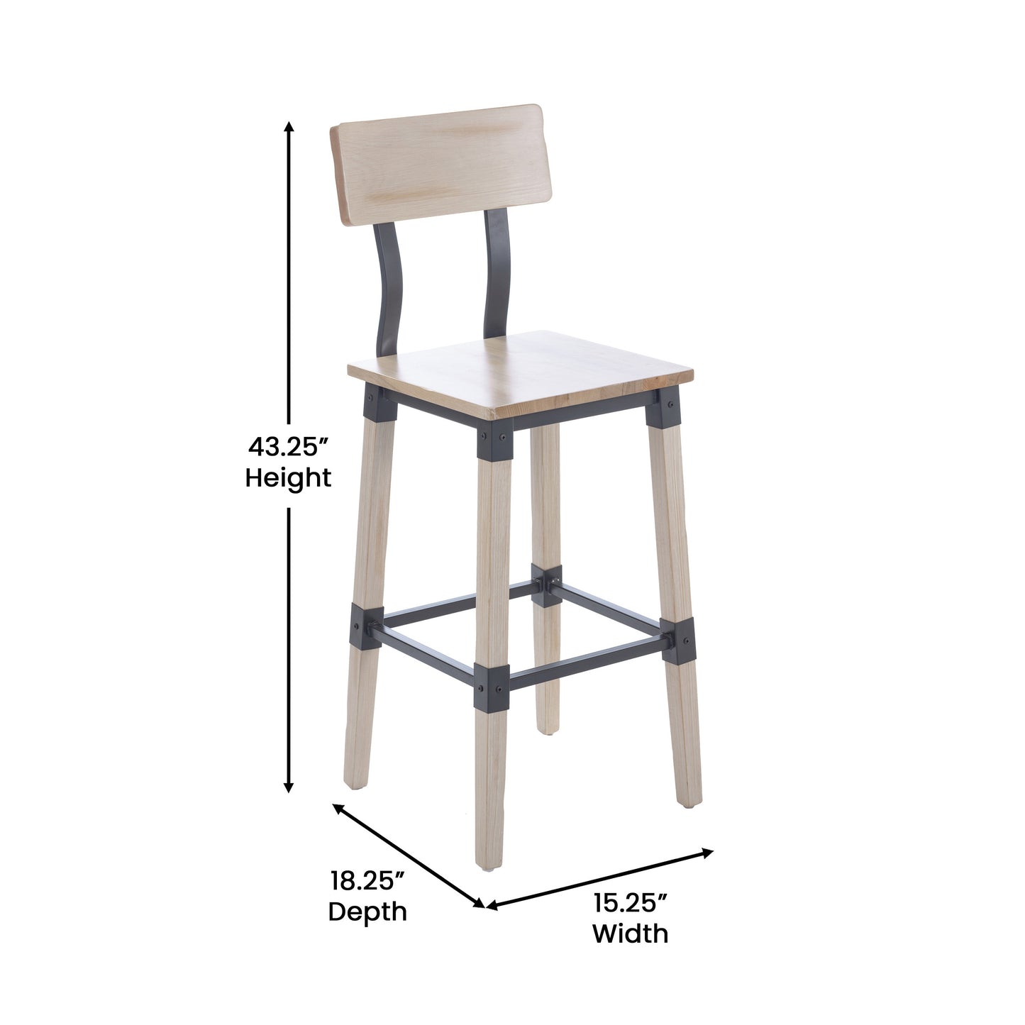 Jackson 2 Pack Commercial Grade Rustic Antique White Industrial Wood Dining Barstool Antique White