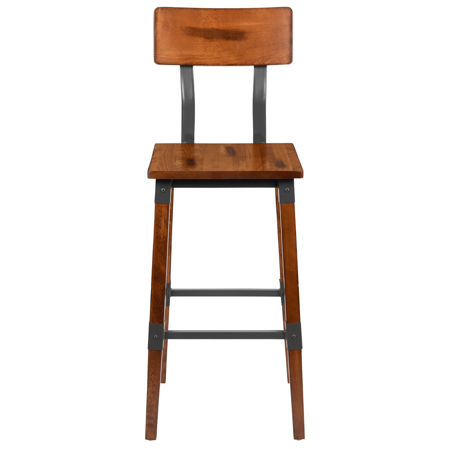 Jackson 2 Pack Rustic Antique Walnut Industrial Wood Dining Barstool Walnut