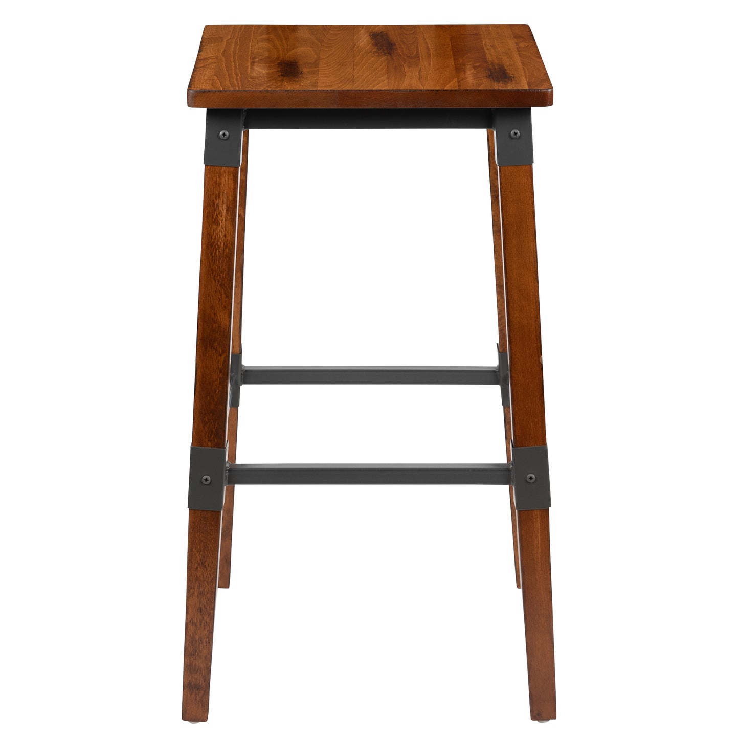 Jackson 2 Pack Rustic Antique Walnut Industrial Wood Dining Backless Barstool Walnut