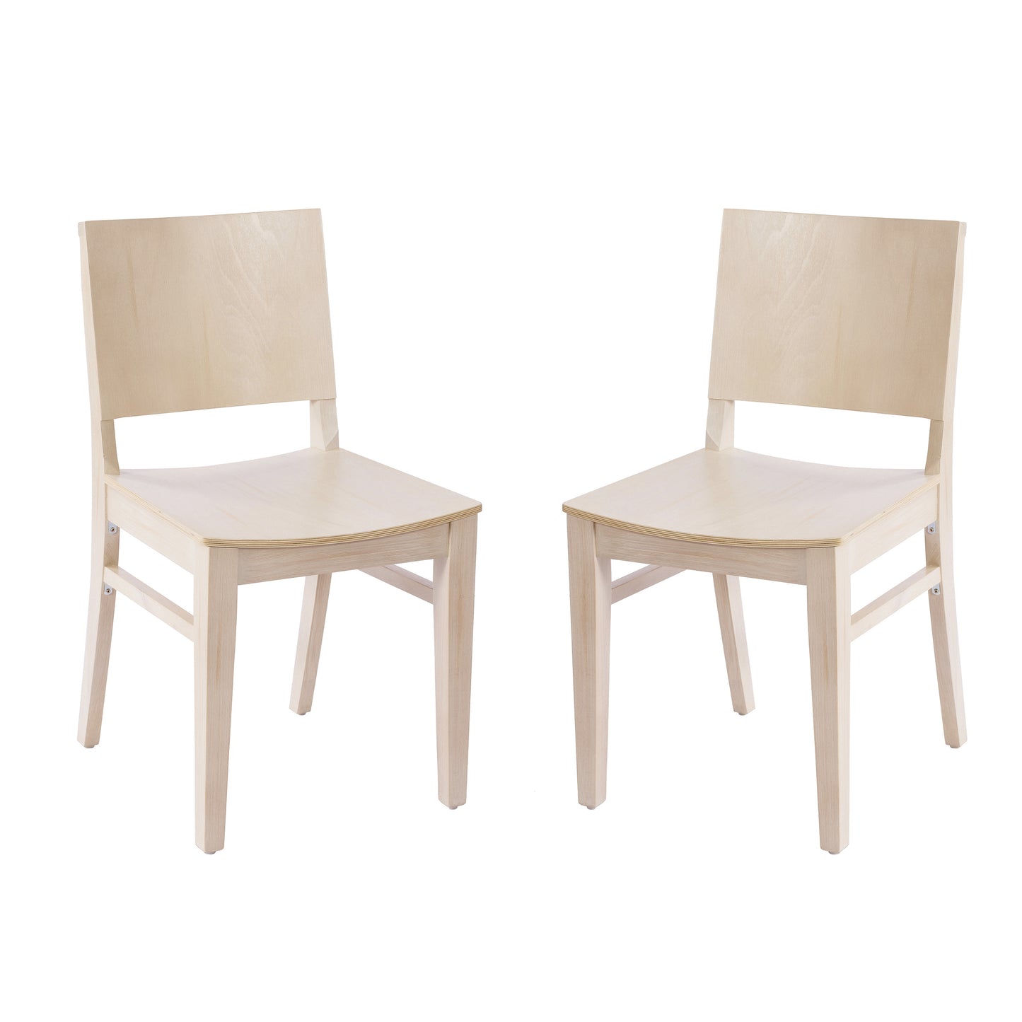 2 Pack Naples Commercial Grade Solid Wood Dining Chairs with Curved Backrests and Antique White Finish Antique White