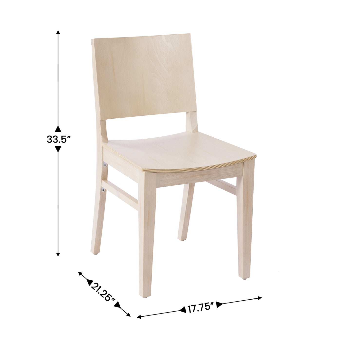 2 Pack Naples Commercial Grade Solid Wood Dining Chairs with Curved Backrests and Antique White Finish Antique White