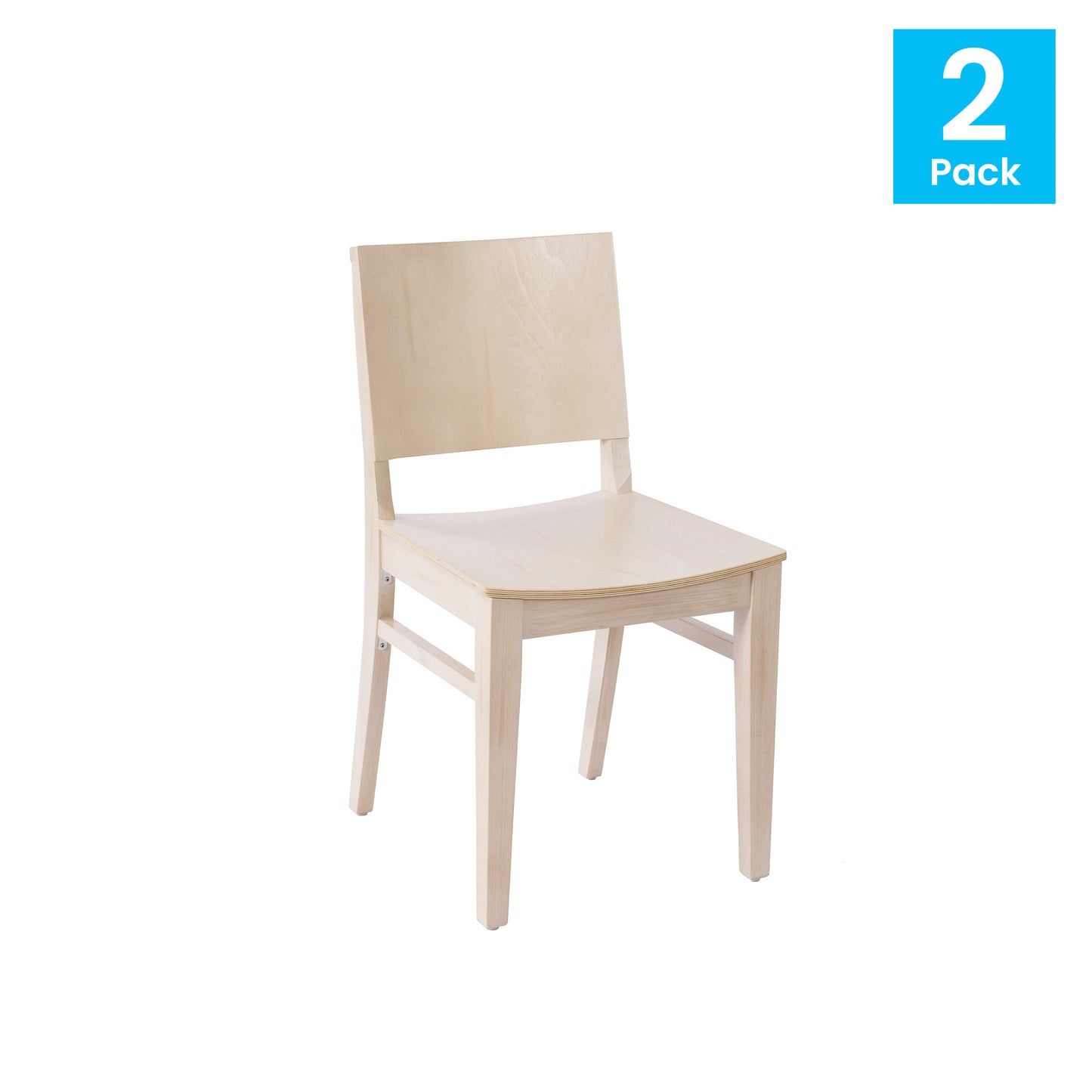 2 Pack Naples Commercial Grade Solid Wood Dining Chairs with Curved Backrests and Antique White Finish Antique White