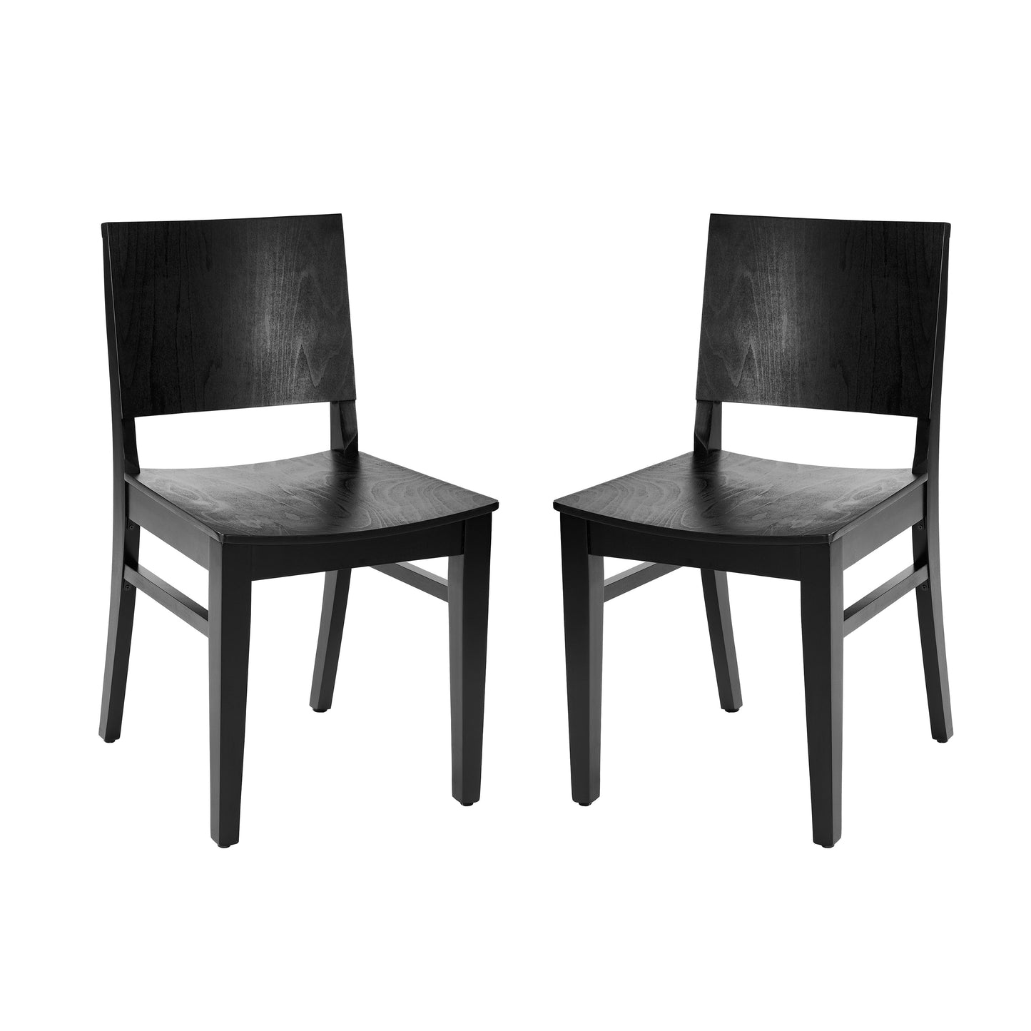 2 Pack Naples Commercial Grade Solid Wood Dining Chairs with Curved Backrests and Black Finish Black 2-XU-DG-W0305-BLK-GG