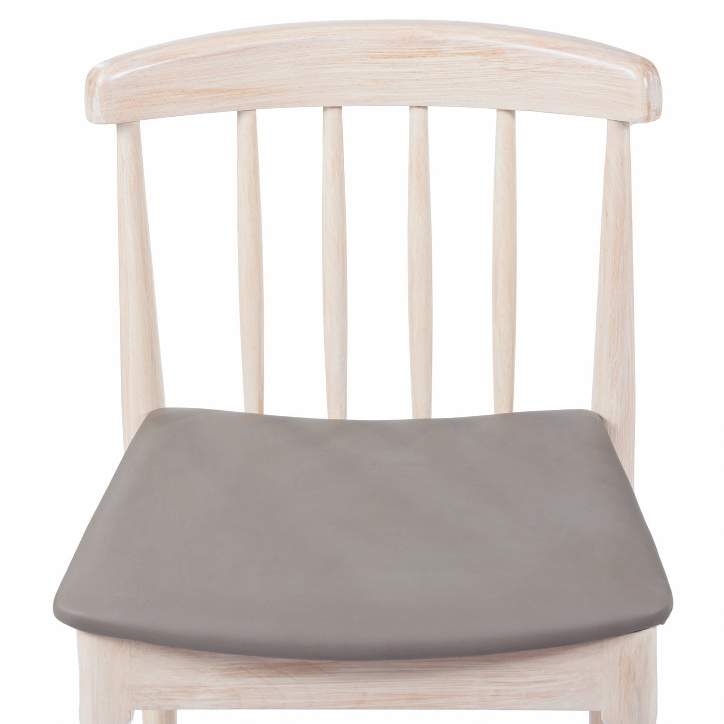 Chester Set of 2 Commercial Grade Solid Wood Antique White Dining Chairs with Curved Spindle Backrests and Beige Vinyl Seats Brown Vinyl Seat/Antique White Wood Frame