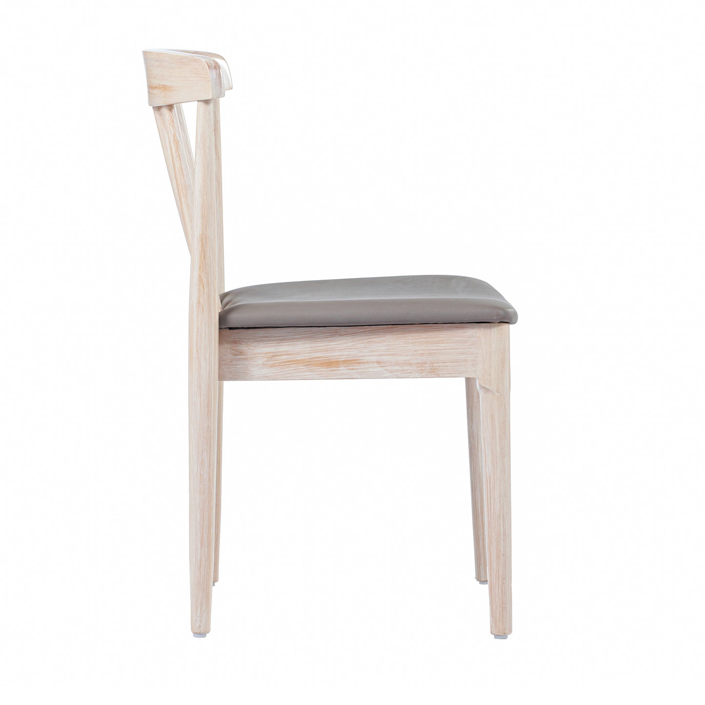Chester Set of 2 Commercial Grade Solid Wood Antique White Dining Chairs with Curved Spindle Backrests and Beige Vinyl Seats Brown Vinyl Seat/Antique White Wood Frame