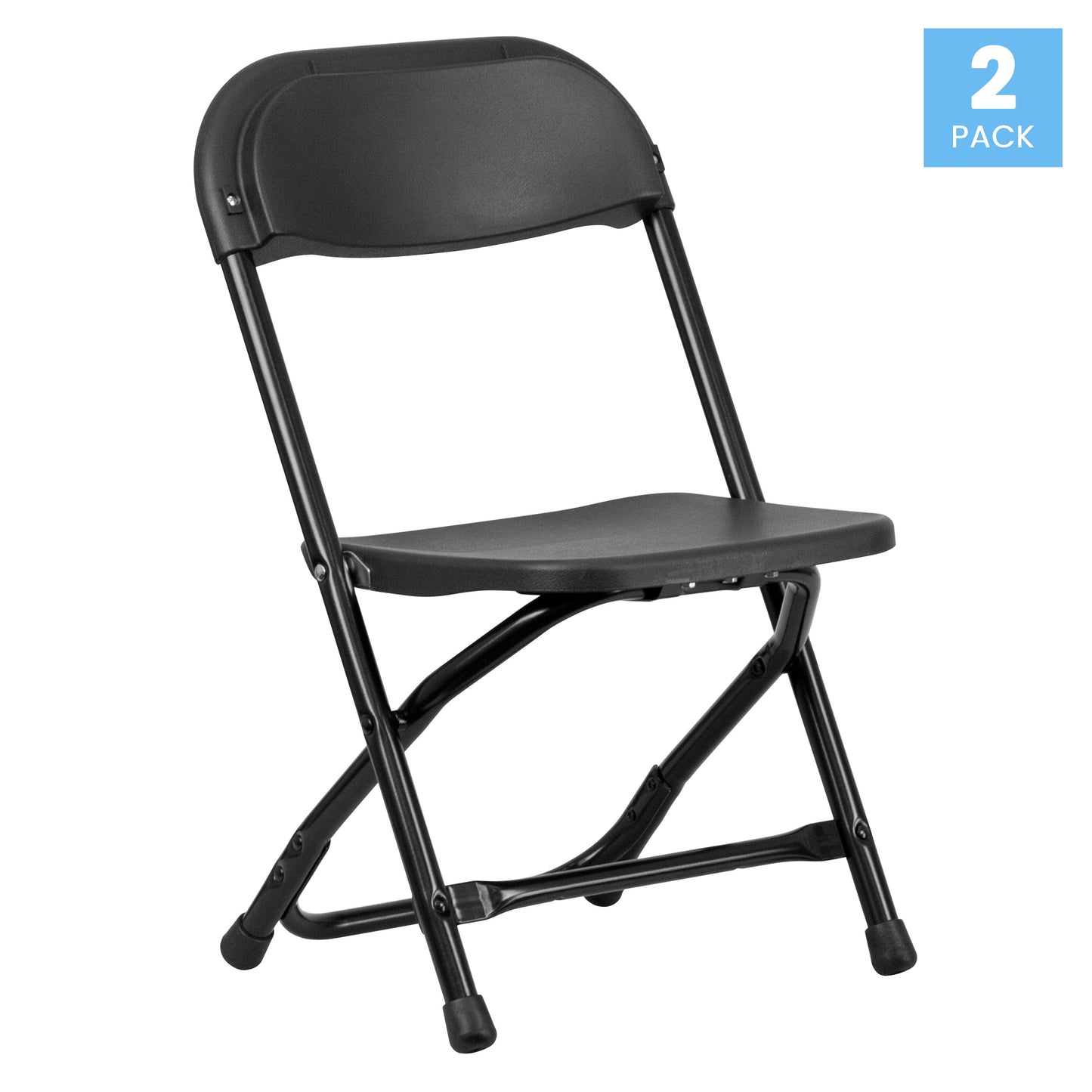 Timmy 2 Pack Kids Black Plastic Folding Chair Black
