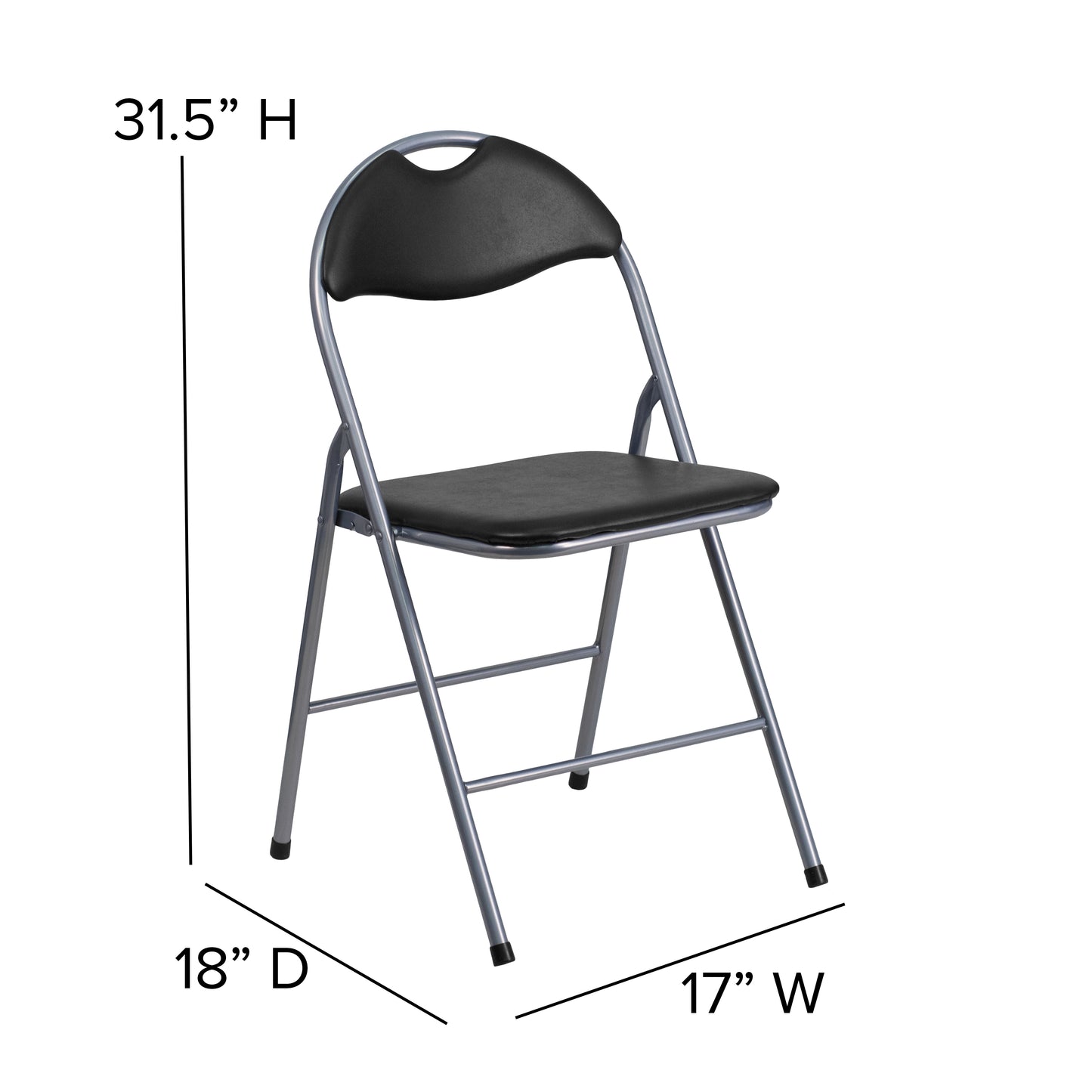 2 Pack HERCULES Series Black Vinyl Metal Folding Chair with Carrying Handle Black 2-YB-YJ806H-GG