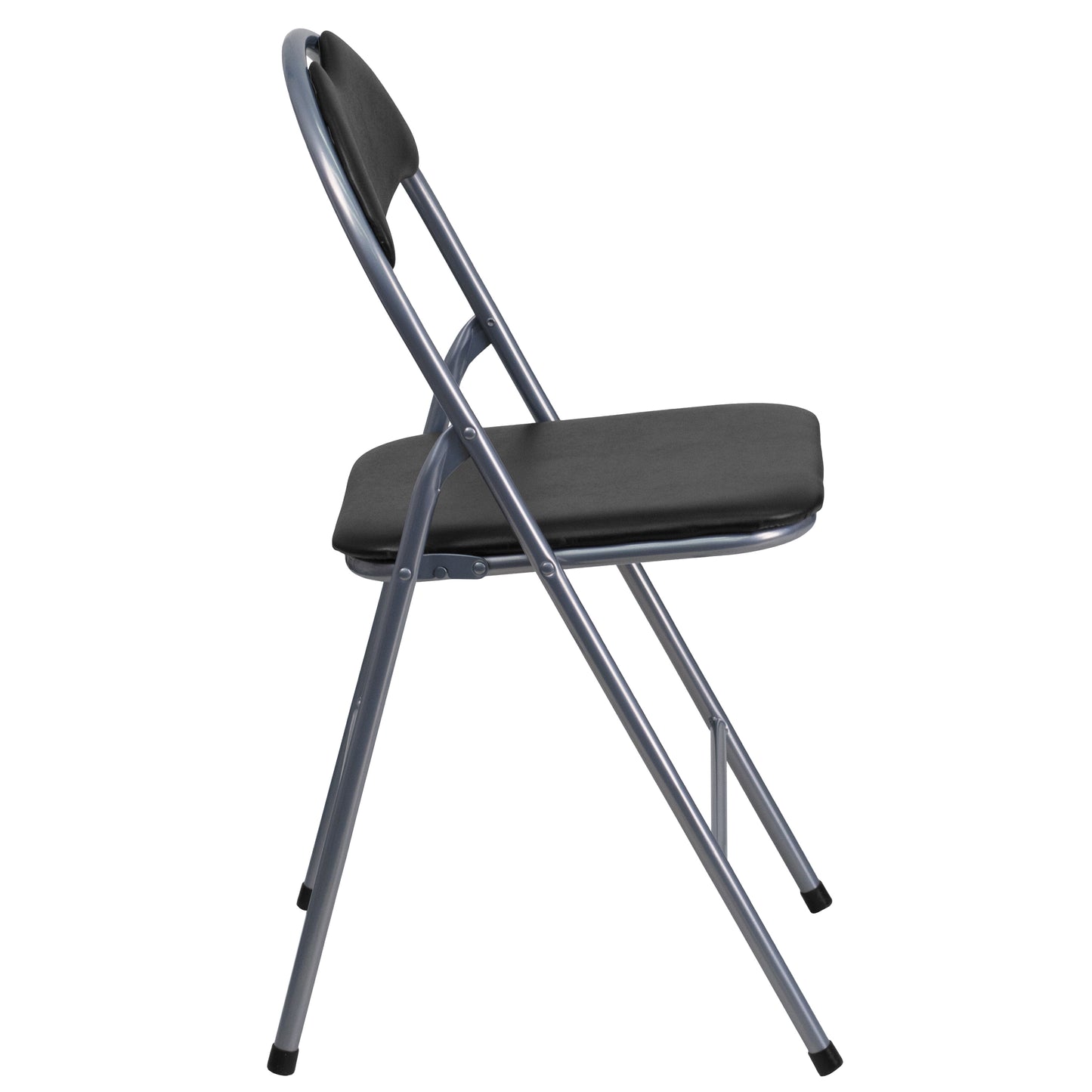 2 Pack HERCULES Series Black Vinyl Metal Folding Chair with Carrying Handle Black 2-YB-YJ806H-GG
