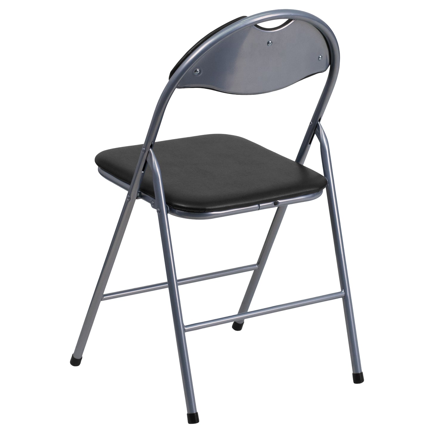 2 Pack HERCULES Series Black Vinyl Metal Folding Chair with Carrying Handle Black 2-YB-YJ806H-GG