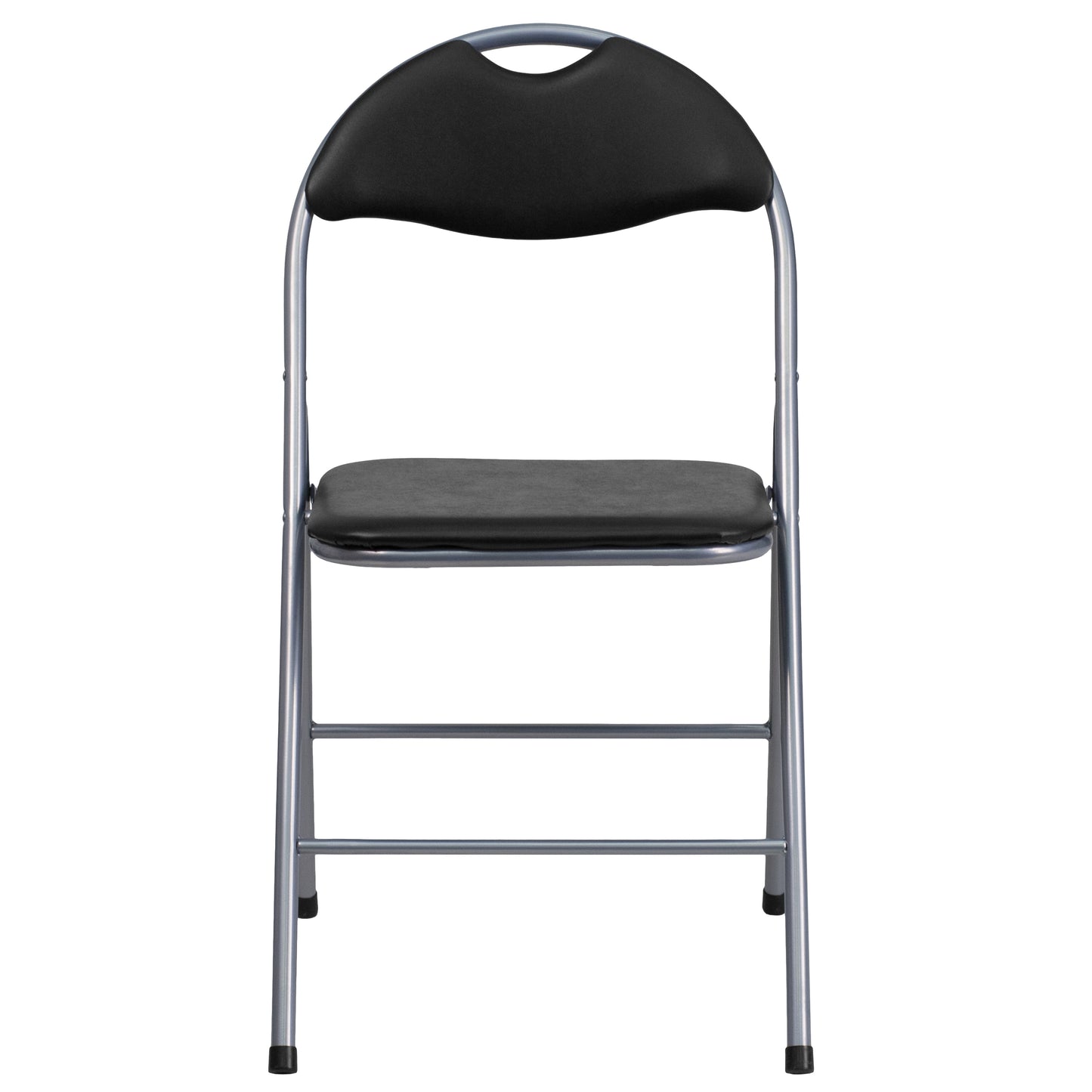 2 Pack HERCULES Series Black Vinyl Metal Folding Chair with Carrying Handle Black 2-YB-YJ806H-GG