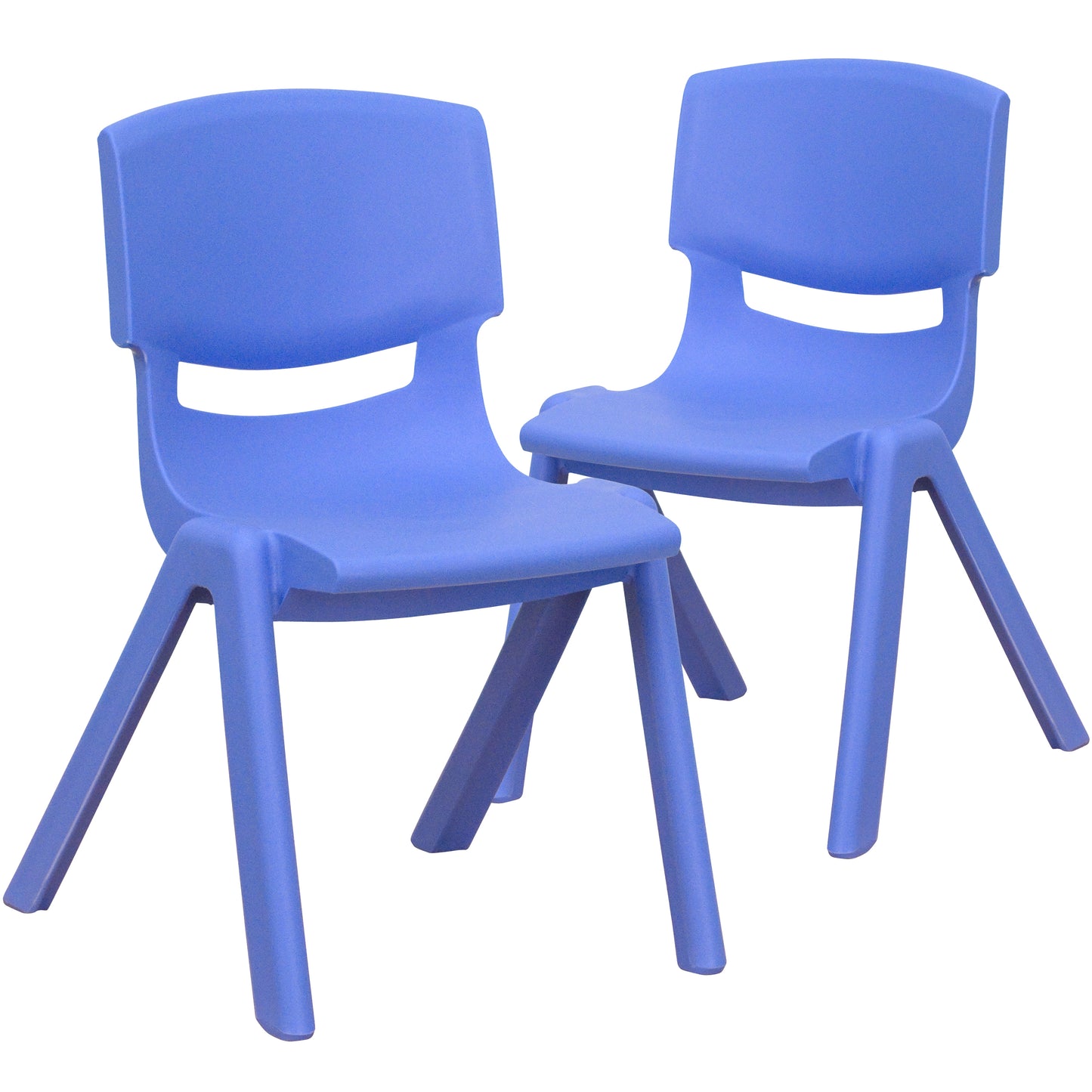 Whitney 2 Pack Blue Plastic Stackable School Chair with 12" Seat Height Blue
