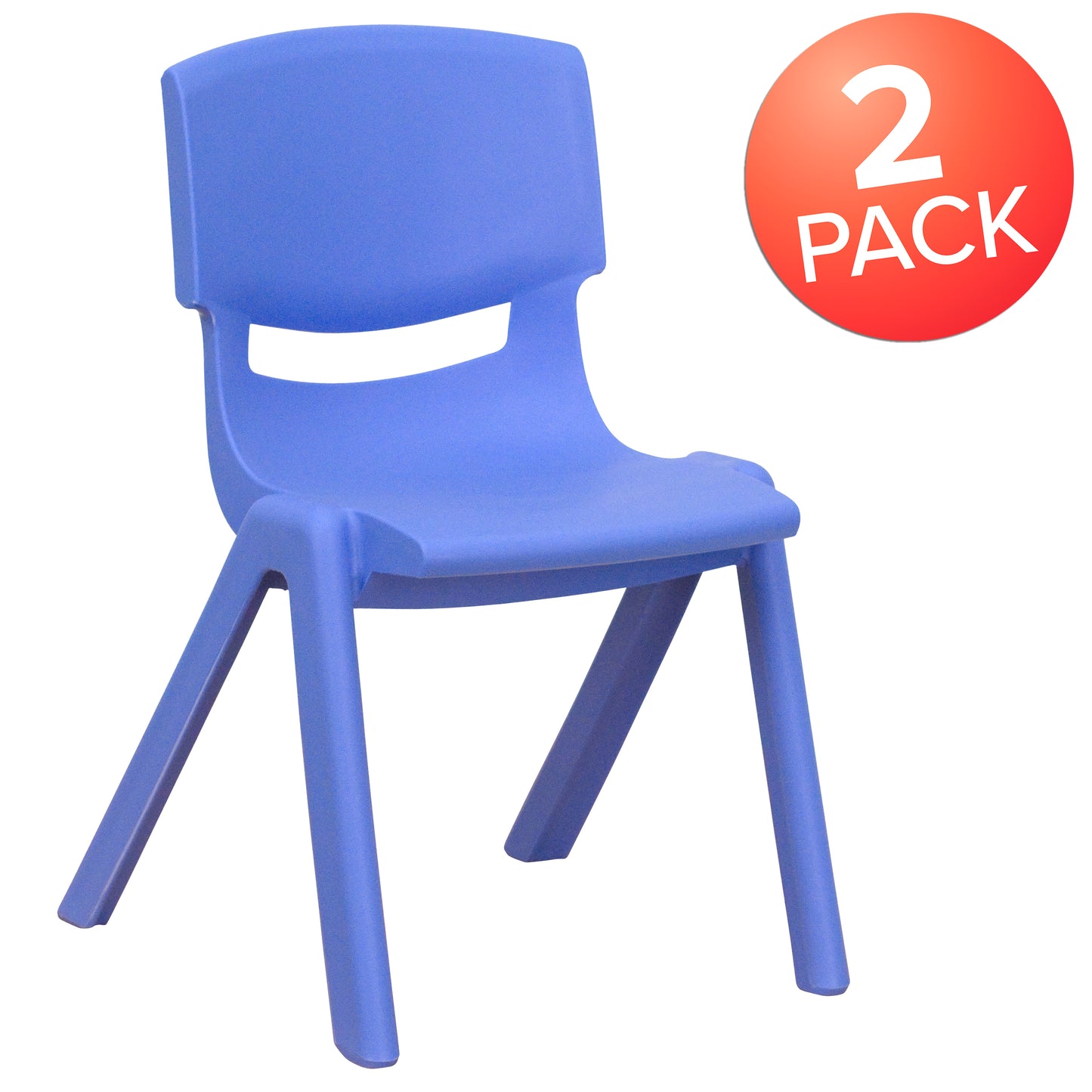 Whitney 2 Pack Blue Plastic Stackable School Chair with 12" Seat Height Blue