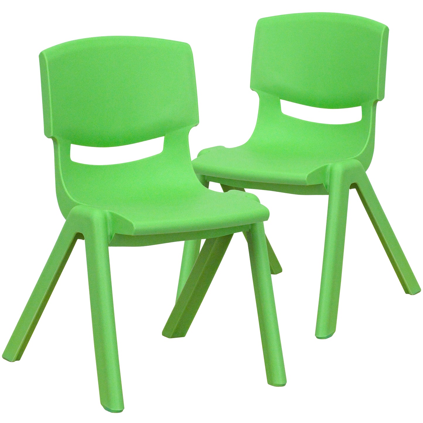 Whitney 2 Pack Green Plastic Stackable School Chair with 12" Seat Height Green