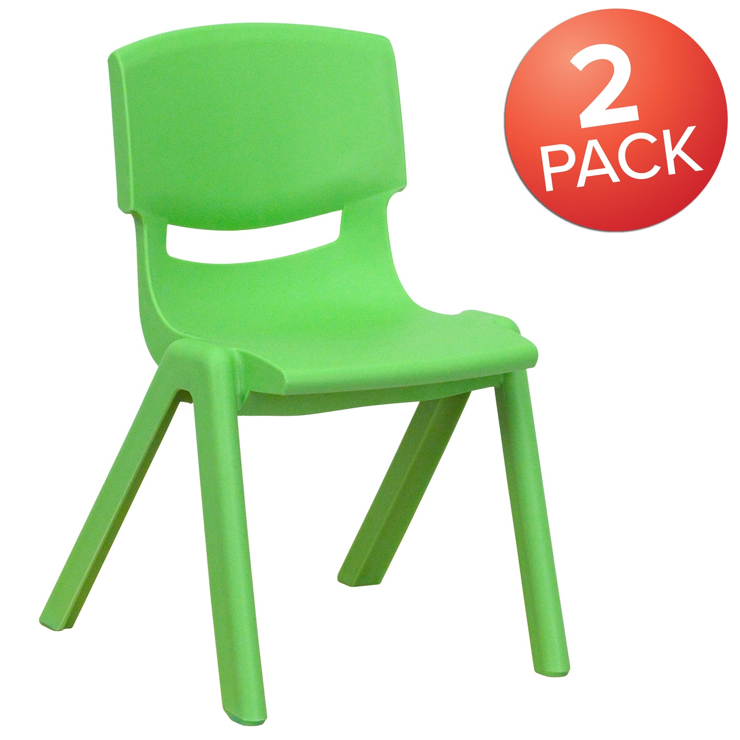 Whitney 2 Pack Green Plastic Stackable School Chair with 12" Seat Height Green