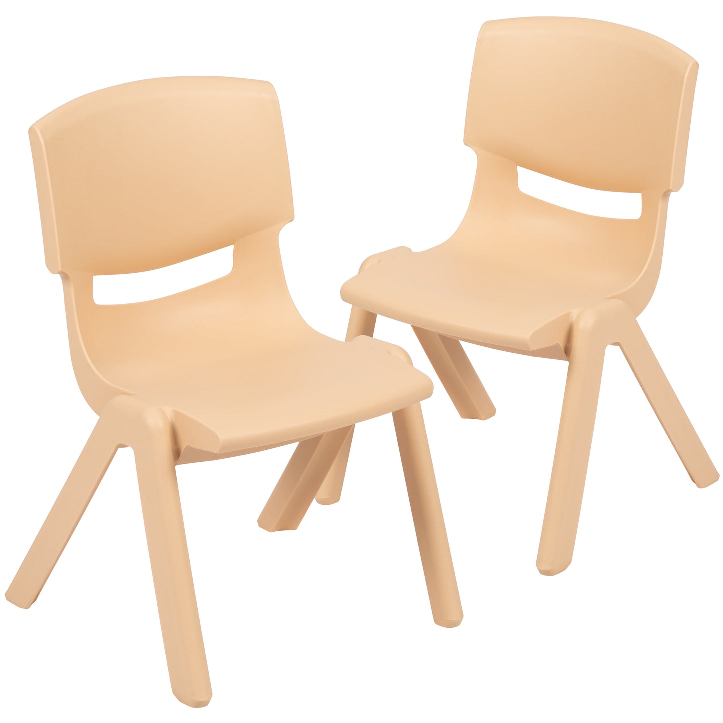 Whitney 2 Pack Natural Plastic Stackable School Chair with 12" Seat Height Natural