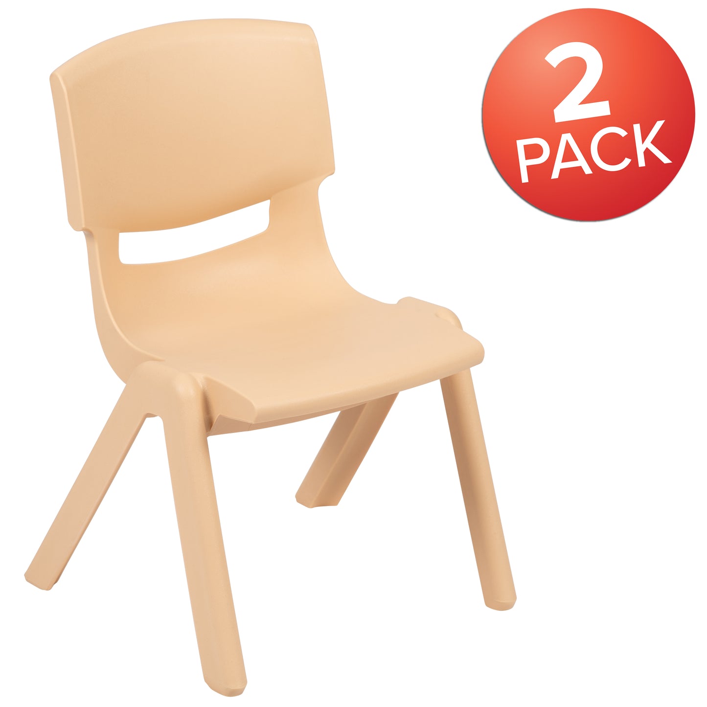 Whitney 2 Pack Natural Plastic Stackable School Chair with 12" Seat Height Natural
