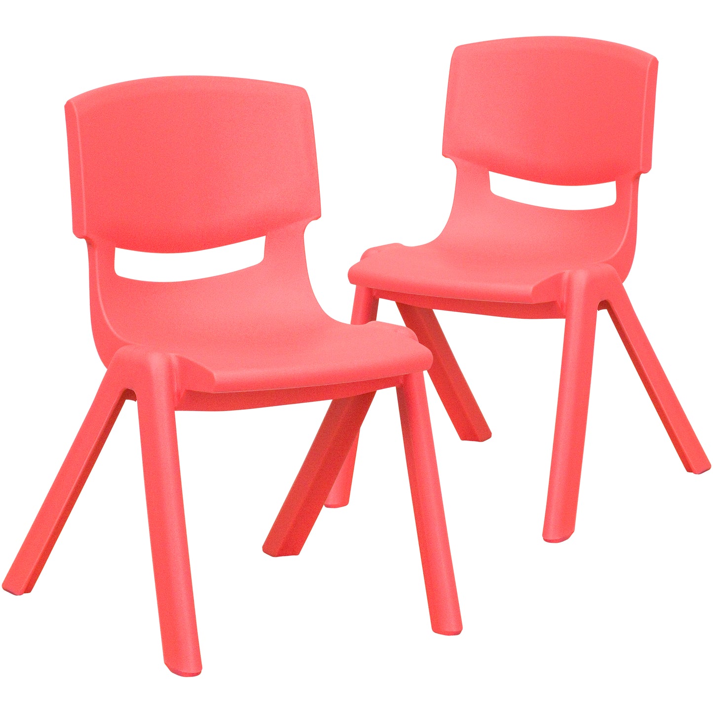 Whitney 2 Pack Red Plastic Stackable School Chair with 12" Seat Height Red