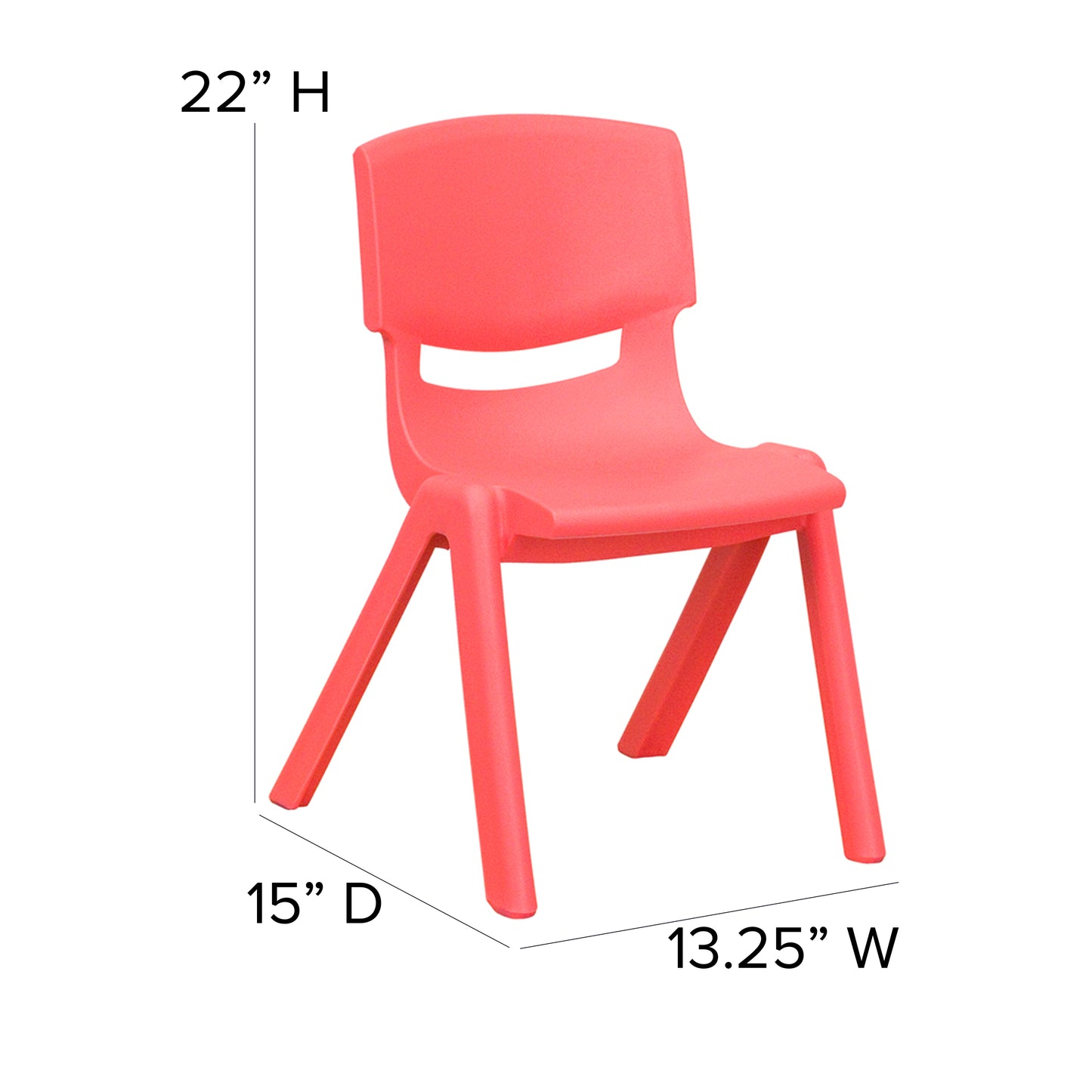Whitney 2 Pack Red Plastic Stackable School Chair with 12" Seat Height Red