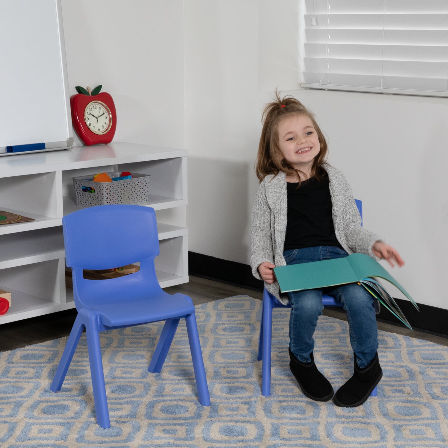 Whitney 2 Pack Blue Plastic Stackable School Chair with 10.5'' Seat Height Blue