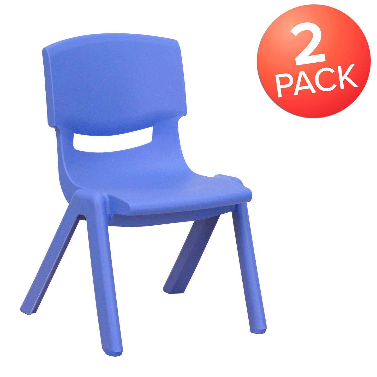 Whitney 2 Pack Blue Plastic Stackable School Chair with 10.5'' Seat Height Blue