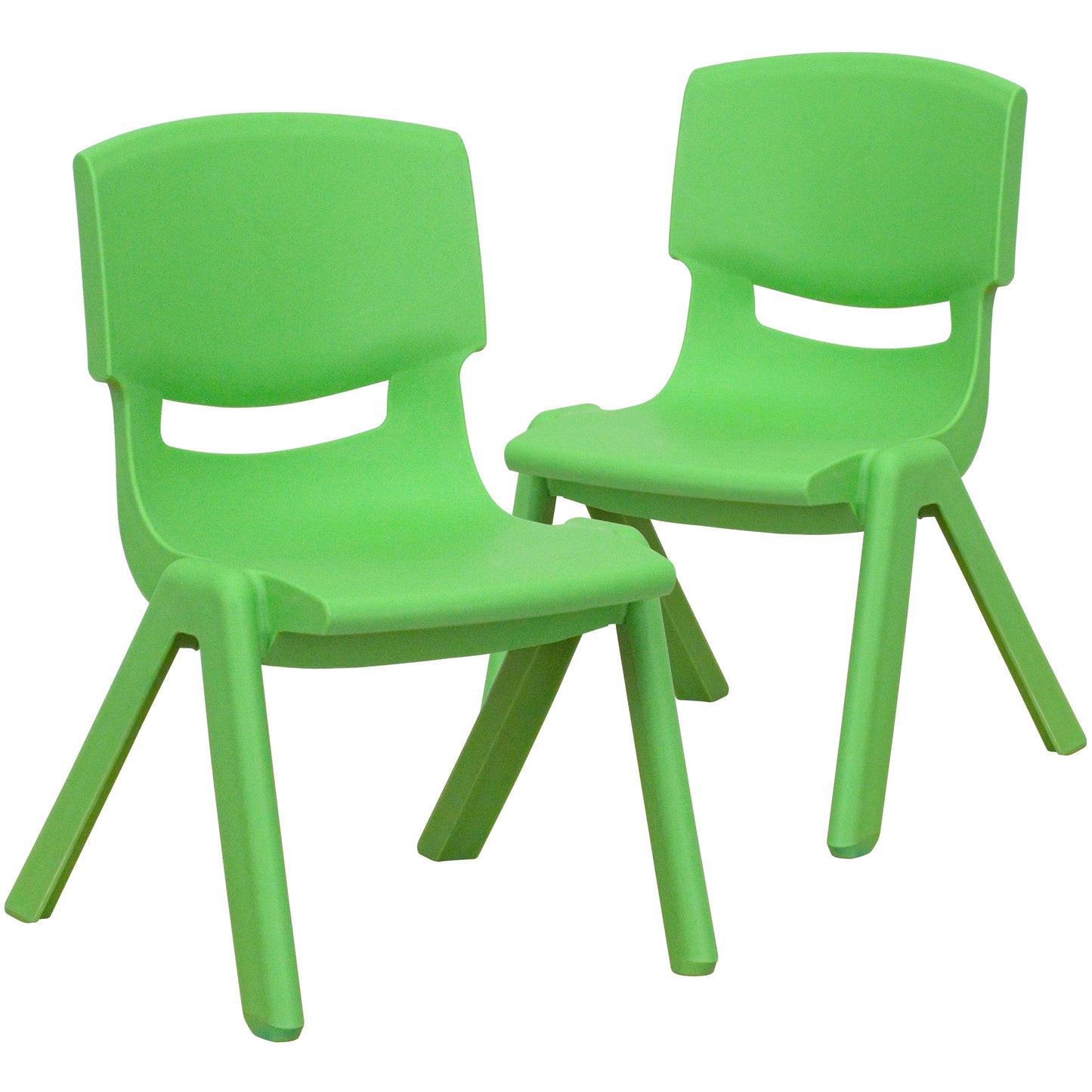 Whitney 2 Pack Green Plastic Stackable School Chair with 10.5'' Seat Height Green