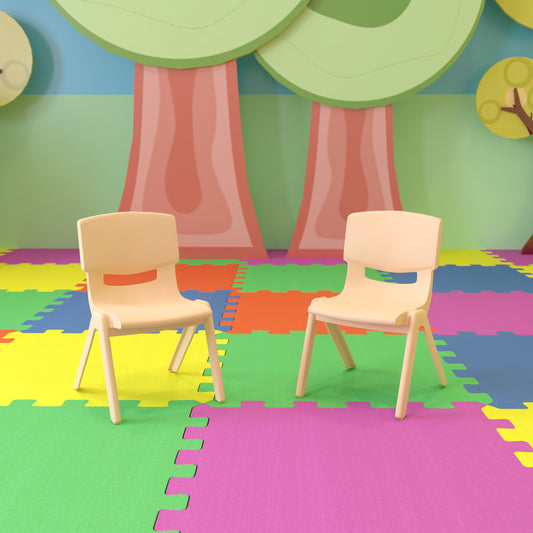 Whitney 2 Pack Natural Plastic Stackable School Chair with 10.5" Seat Height Natural 2-YU-YCX-003-NAT-GG