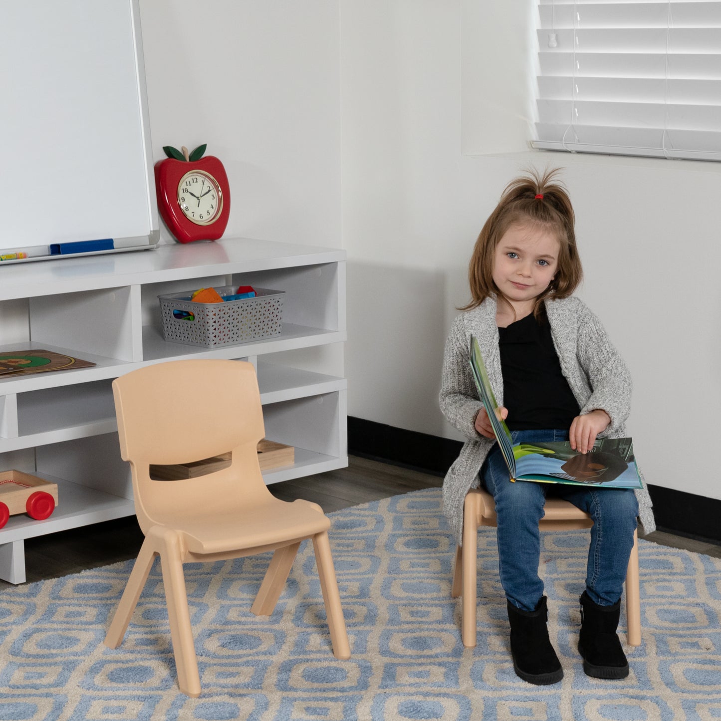 Whitney 2 Pack Natural Plastic Stackable School Chair with 10.5" Seat Height Natural