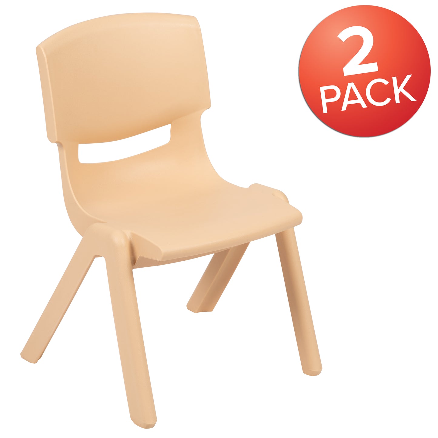 Whitney 2 Pack Natural Plastic Stackable School Chair with 10.5" Seat Height Natural