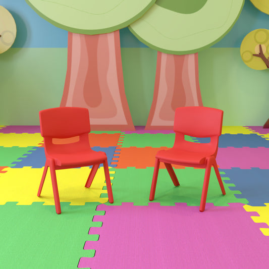 Whitney 2 Pack Red Plastic Stackable School Chair with 10.5'' Seat Height Red 2-YU-YCX-003-RED-GG